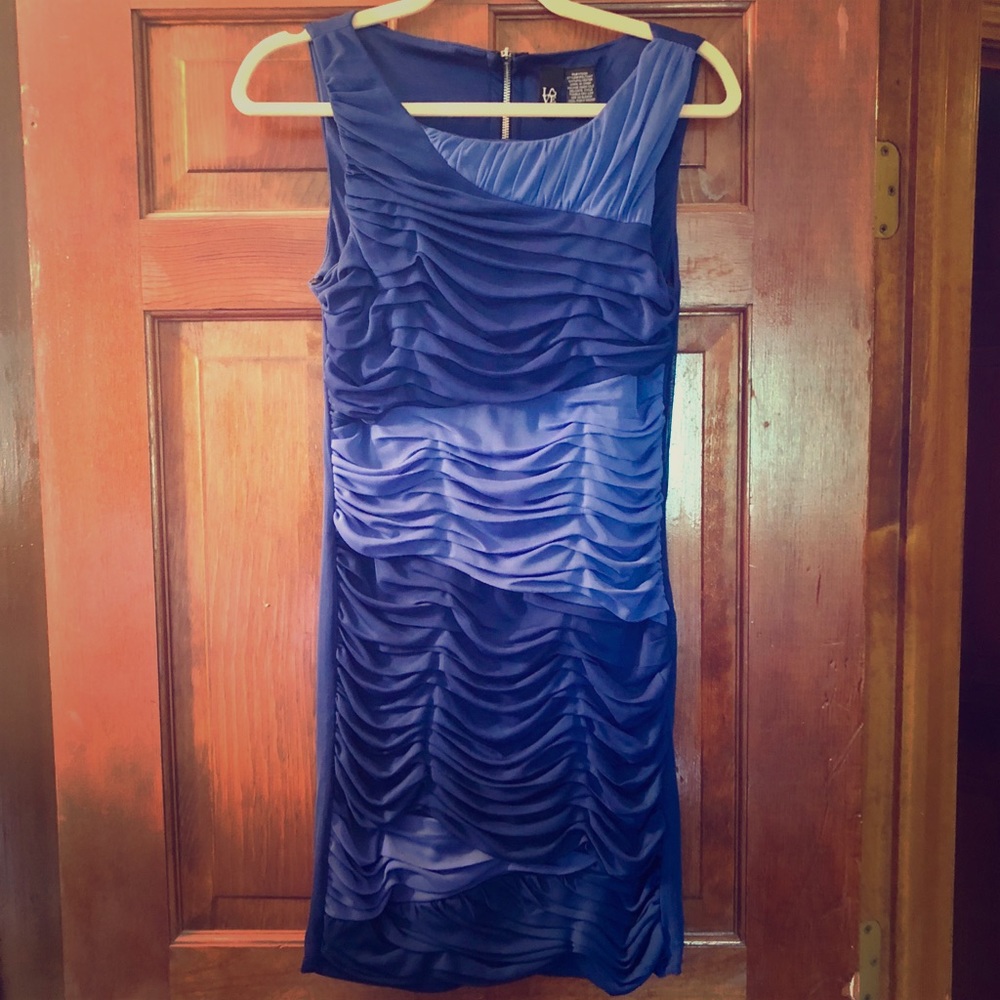 Blue Ruched Cocktail Dress